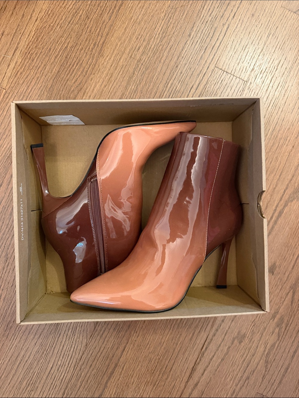 Dolce Vita Salome Chestnut Brown Patent Ankle Boots, NIB, Size 8.5